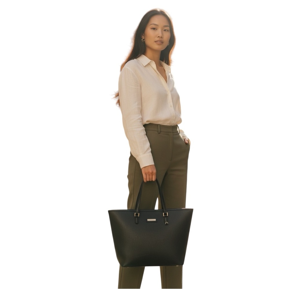 Adrienne Vittadini Large Black Shoulder Bag Tote